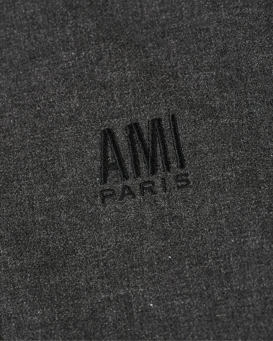 Herren | Pullover | AMI | Oversize Wool Blend Hoodie Dark Grey Melange