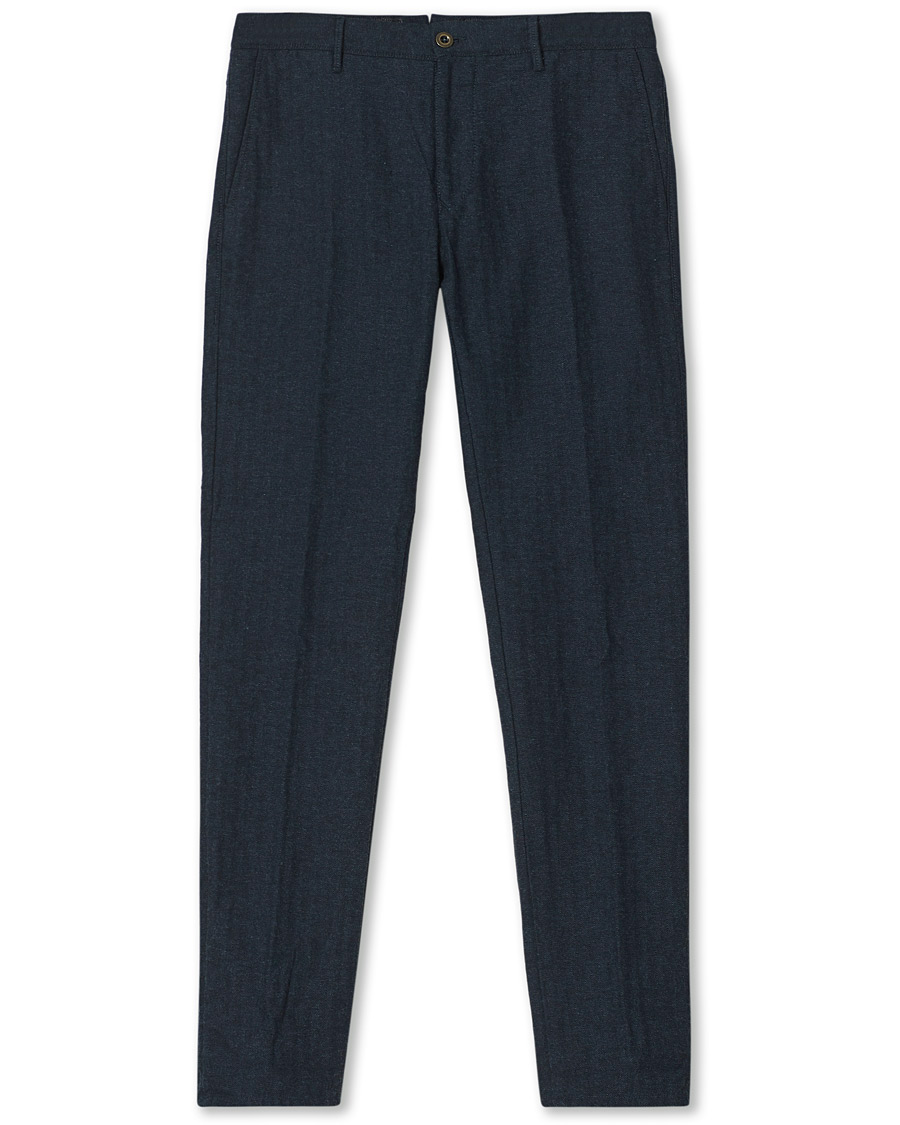 Herren | Hosen | Incotex | Slim Fit Cotton/Wool Herringbone Slacks Navy
