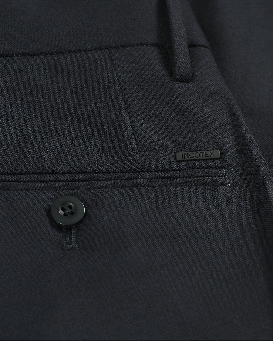 Herren | Hosen | Incotex | Slim Fit Washable Flannel Trousers Navy
