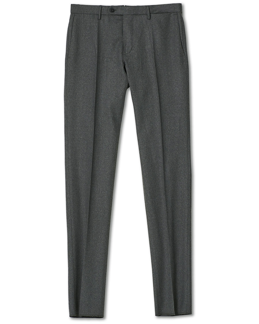 Herren | Hosen | Incotex | Slim Fit Washable Flannel Trousers Grey Melange