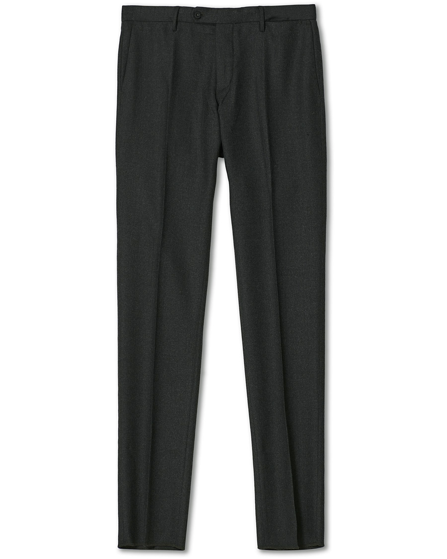 Herren | Hosen | Incotex | Slim Fit Washable Flannel Trousers Dark Grey