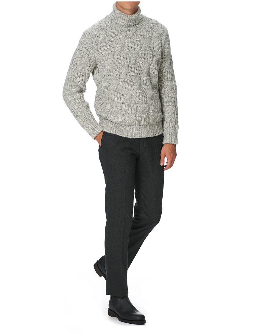 Herren | Hosen | Incotex | Slim Fit Washable Flannel Trousers Dark Grey