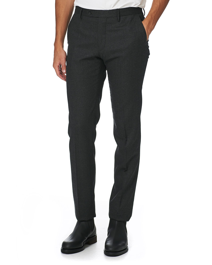 Herren | Hosen | Incotex | Slim Fit Washable Flannel Trousers Dark Grey