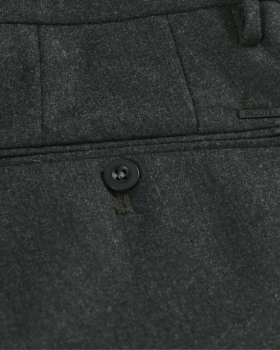 Herren | Hosen | Incotex | Slim Fit Washable Flannel Trousers Dark Grey