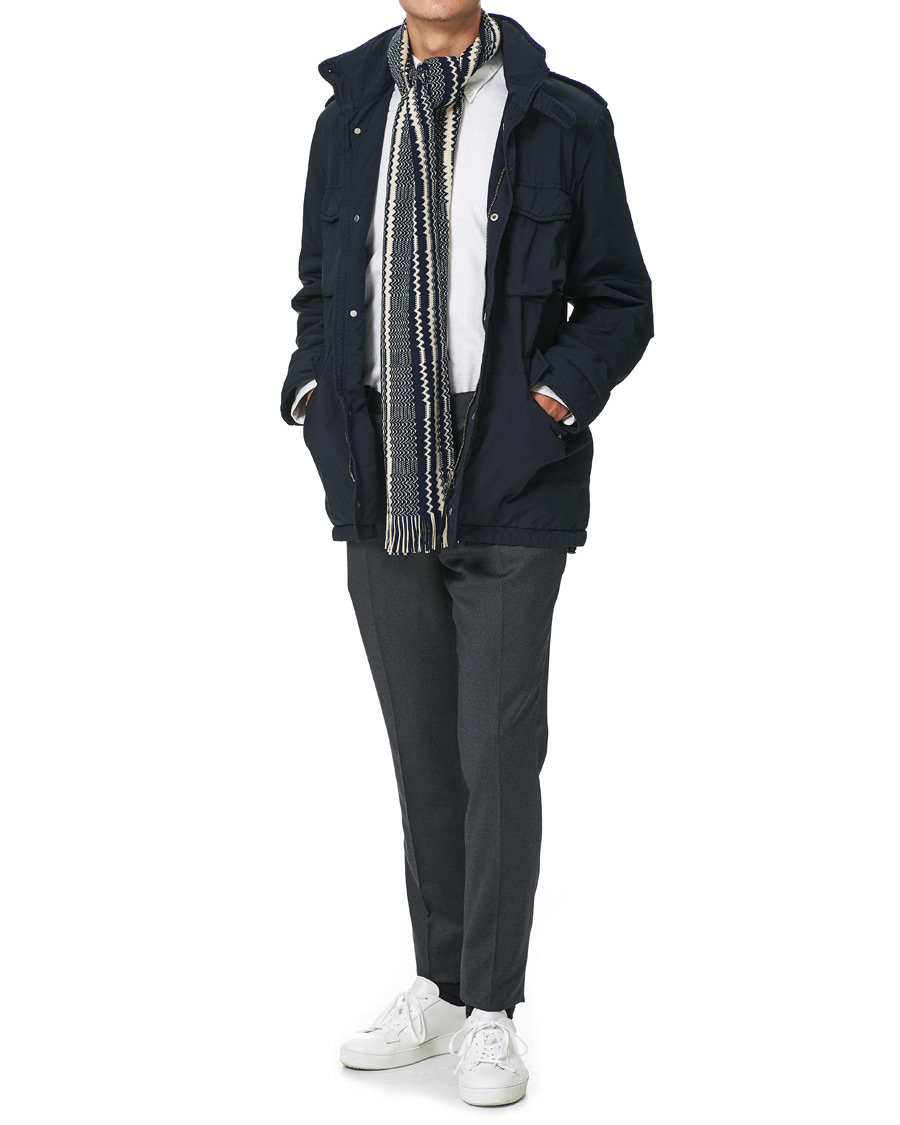 Herren | Missoni Wool Scarf Navy/Cream | Missoni | Wool Scarf Navy/Cream