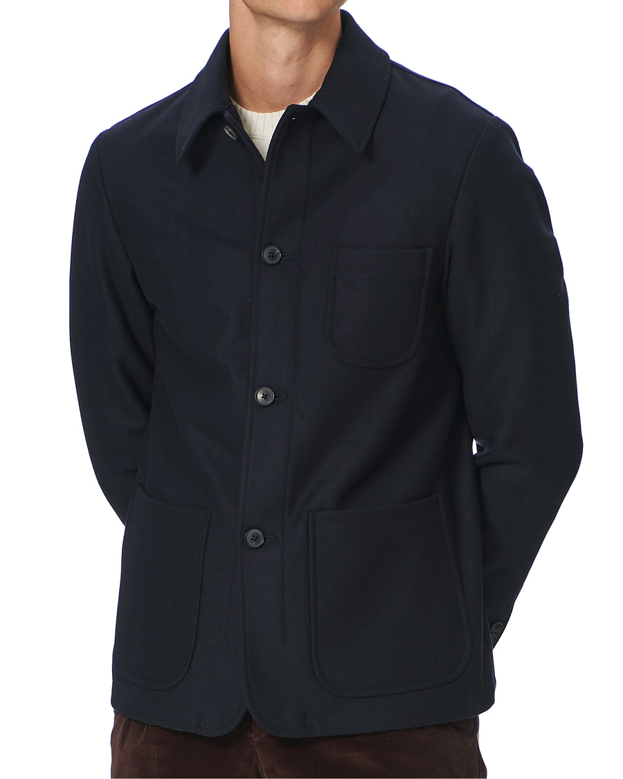 Herren |  | Slowear | Cashmere Blend Shirt Jacket Navy