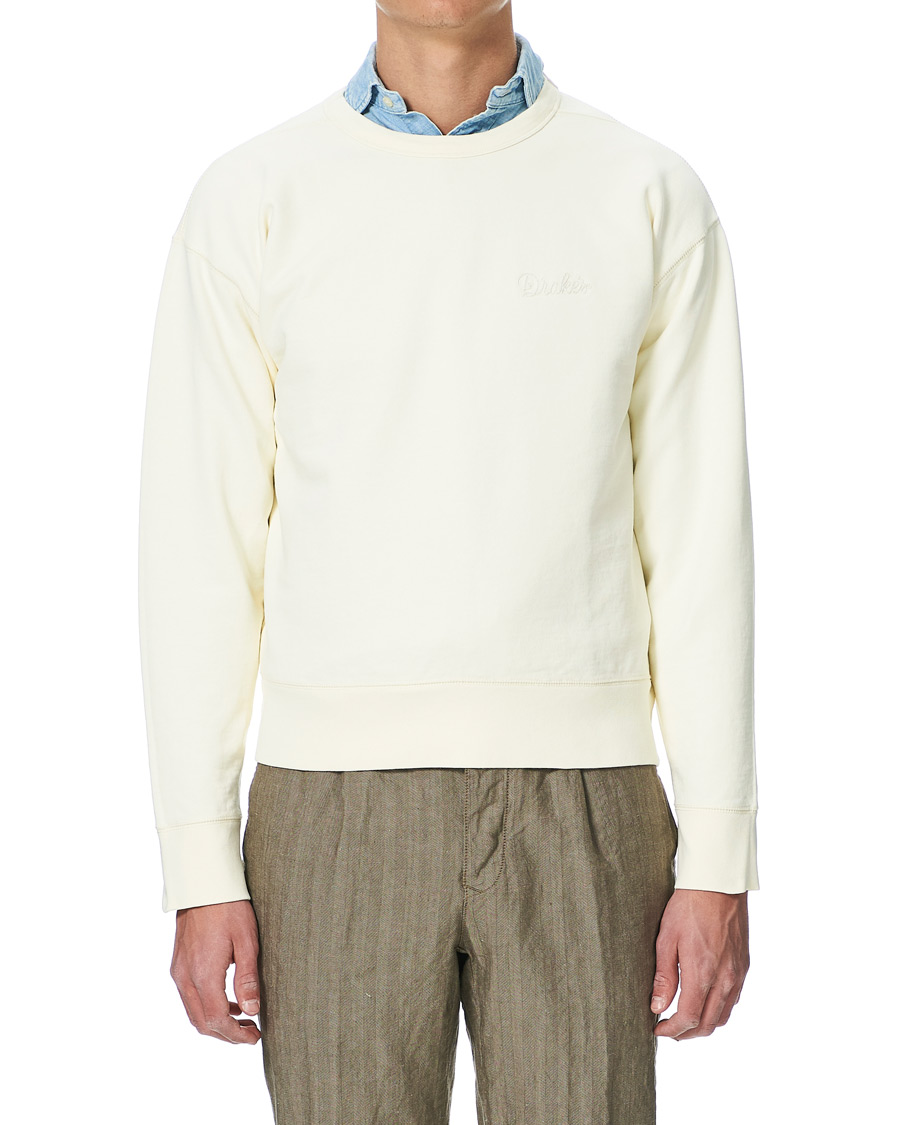 Herren |  | Drake's | Chain Stitched Cotton Sweatshirt Off White