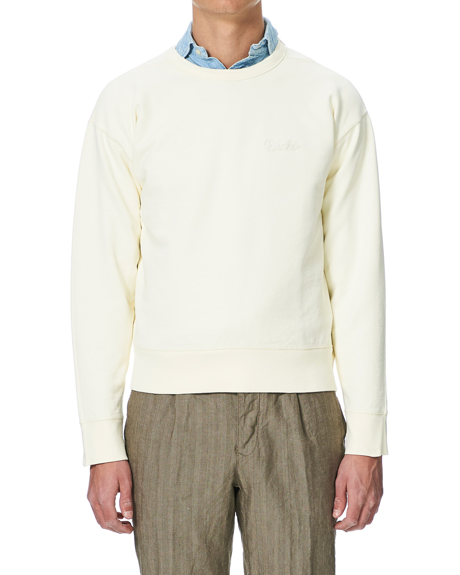 Herren | Pullover | Drake's | Chain Stitched Cotton Sweatshirt Off White