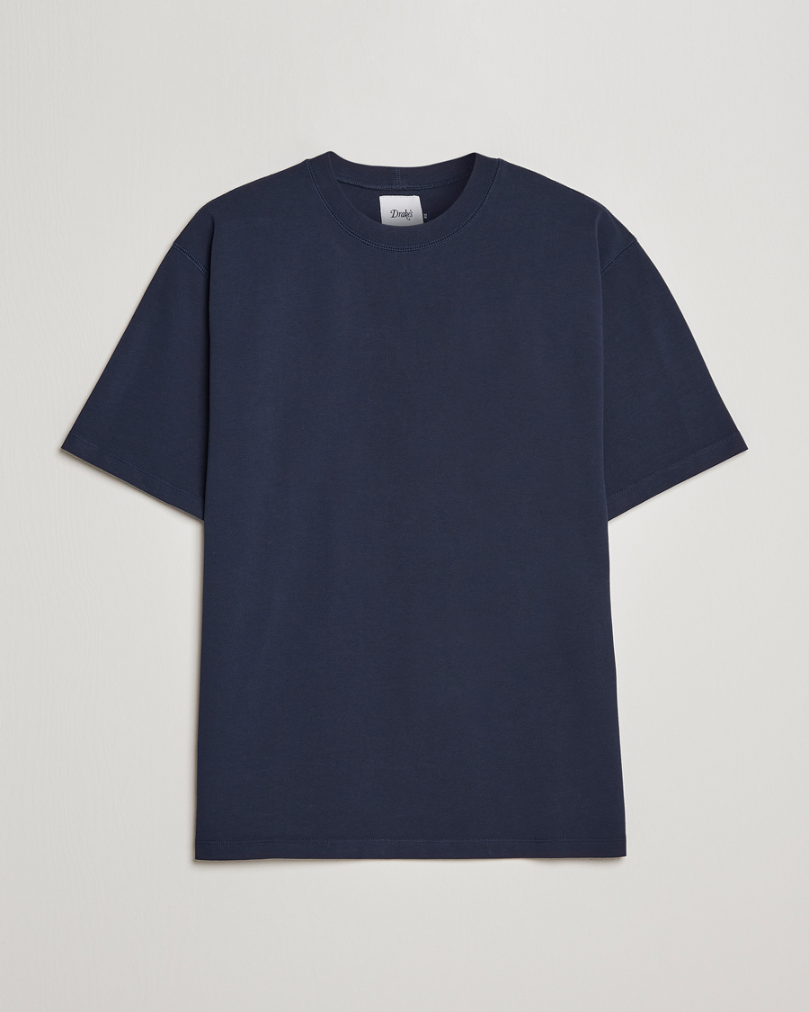 Herren | T-Shirts | Drake's | Short Sleeve Hiking Tee Navy