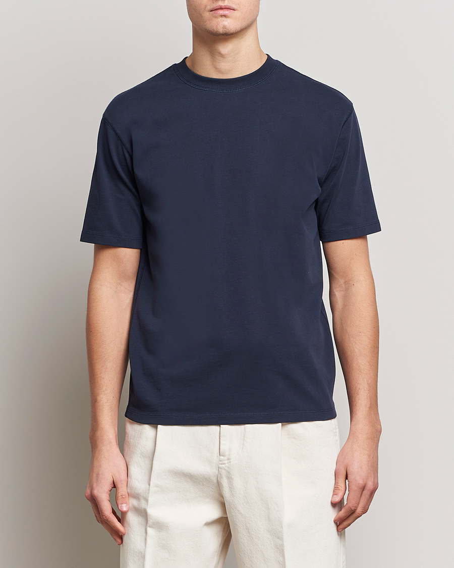 Herren | T-Shirts | Drake's | Short Sleeve Hiking T-Shirt Navy