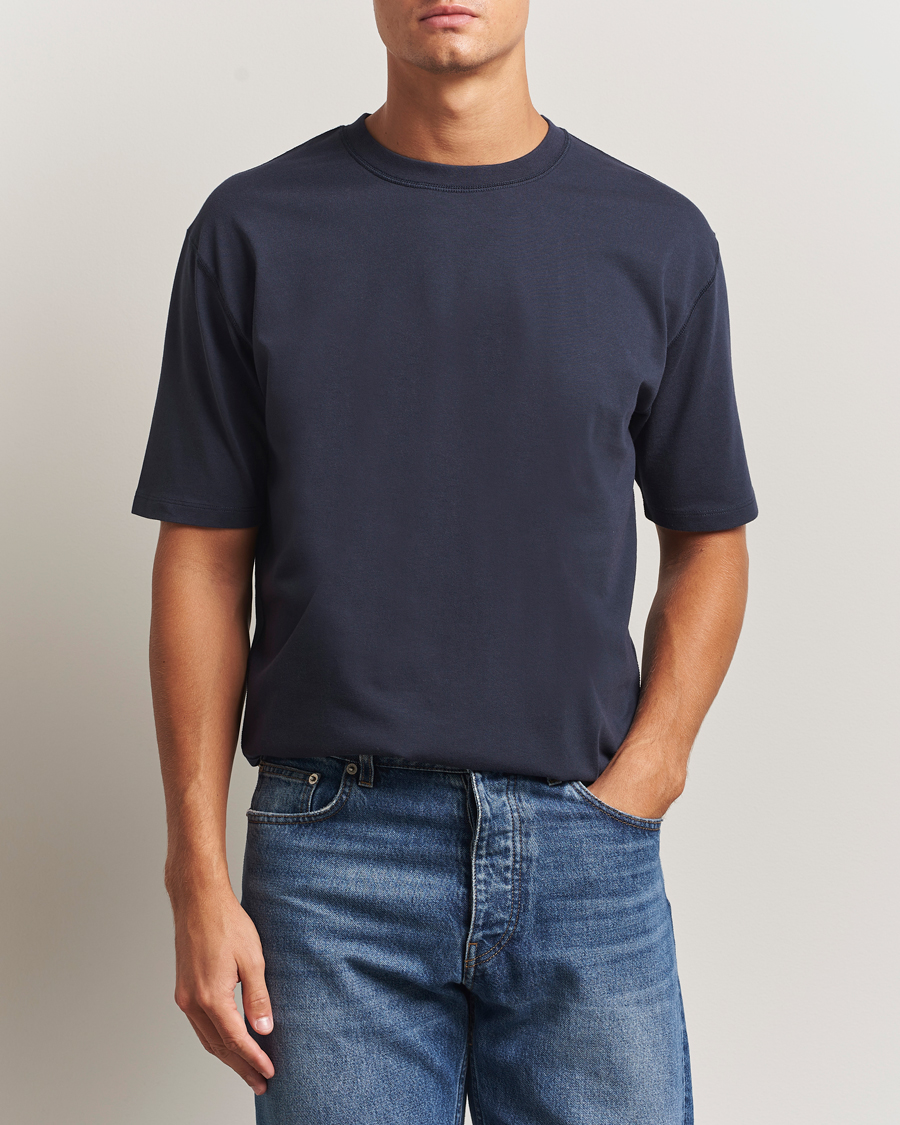 Herren | T-Shirts | Drake's | Short Sleeve Hiking T-Shirt Navy