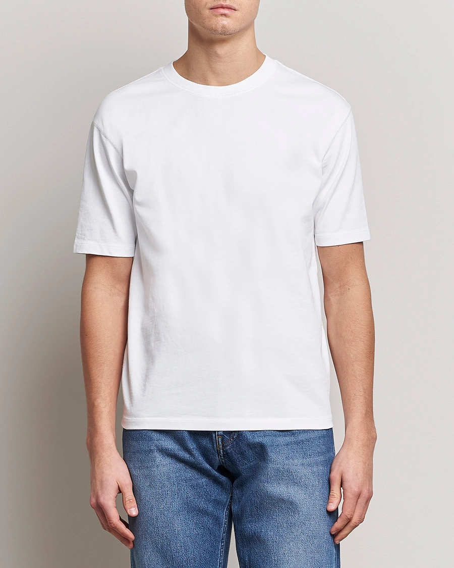 Herren | Neu im Onlineshop | Drake's | Short Sleeve Hiking Tee White