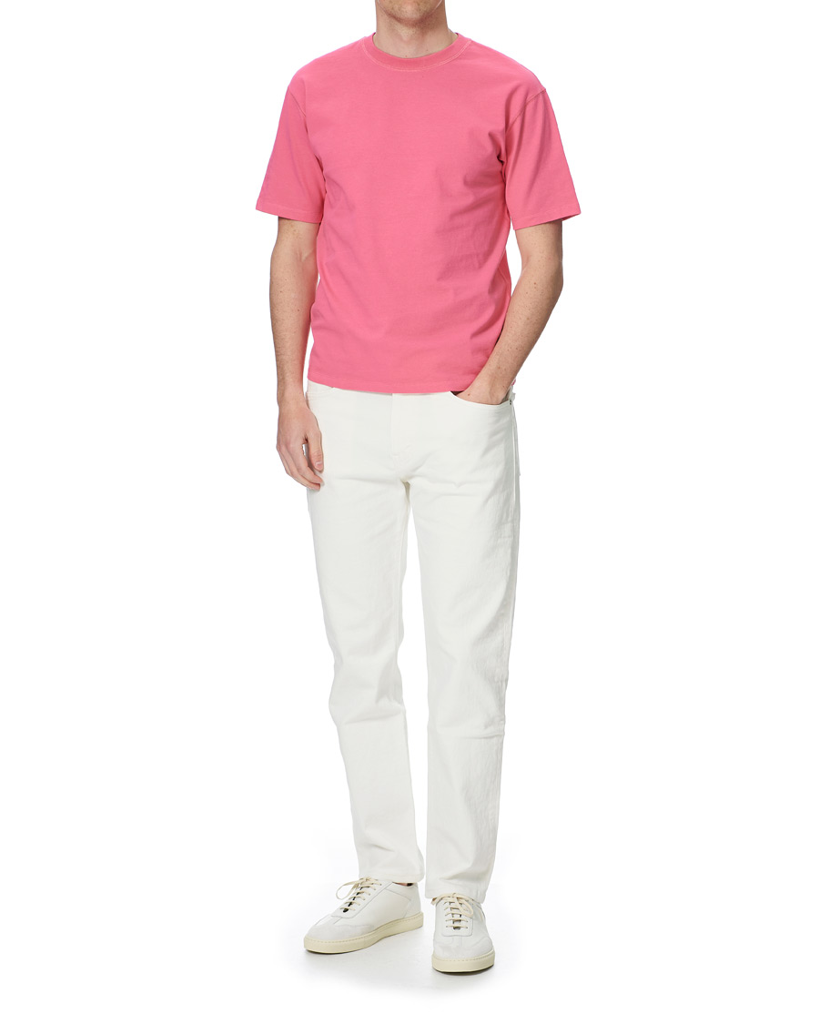 Herren | T-Shirts | Drake's | Cotton Crew Neck Hiking Tee Fuschia