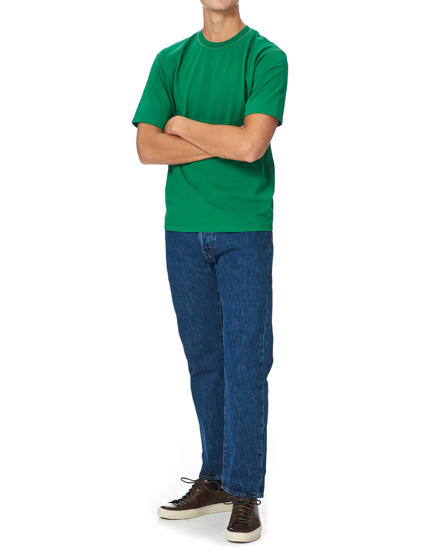 Herren | T-Shirts | Drake's | Cotton Crew Neck Hiking Tee Forest Green