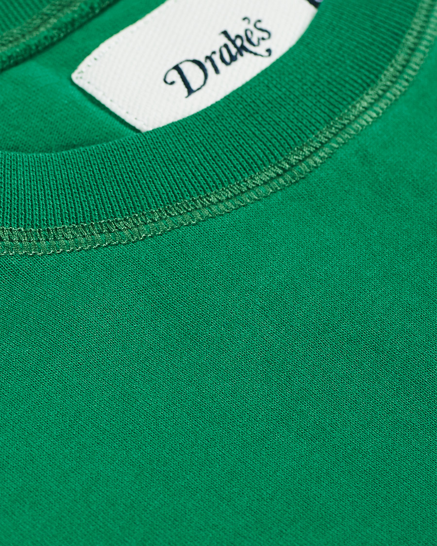 Herren | T-Shirts | Drake's | Cotton Crew Neck Hiking Tee Forest Green
