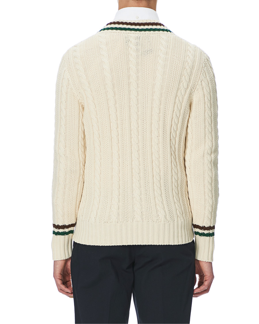 Herren | Pullover | Drake's | Cotton/Cashmere Cricket V-Neck Jumper Ecru