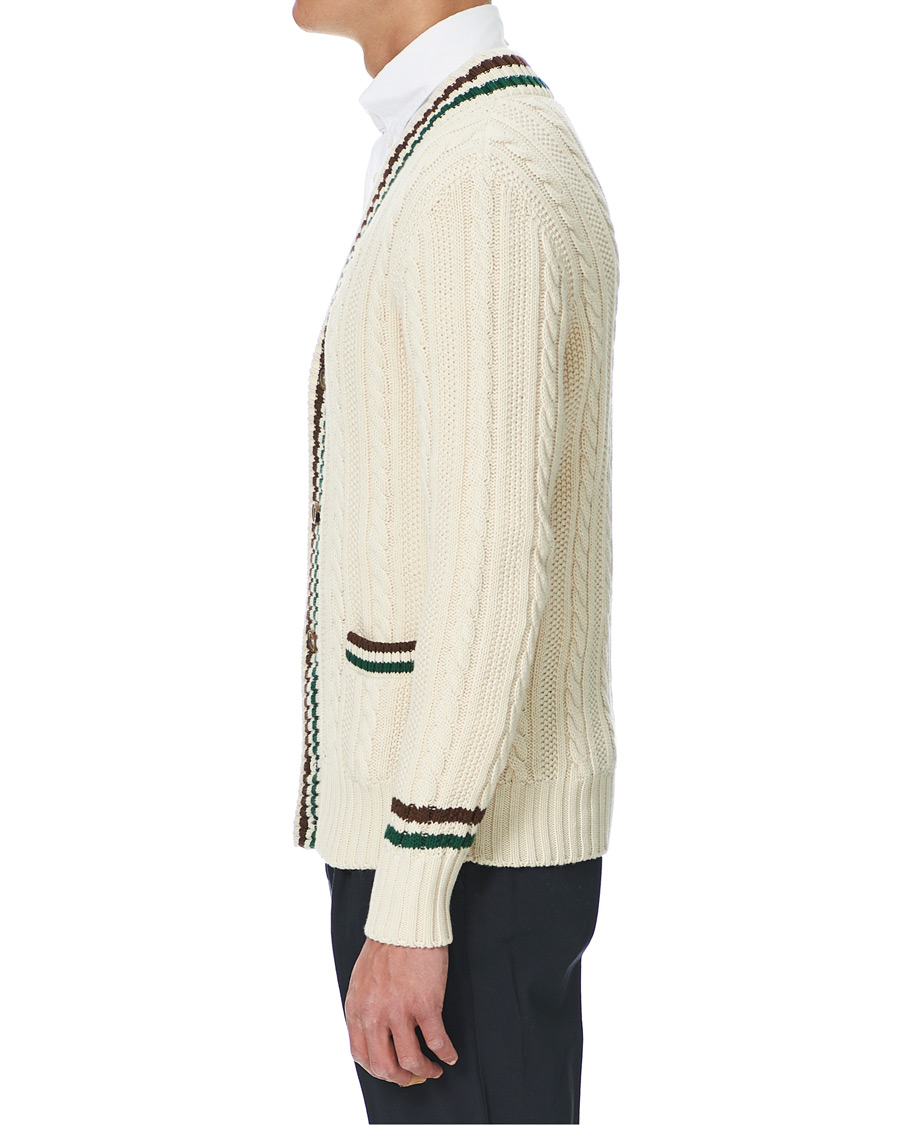 Herren | Pullover | Drake's | Cotton/Cashmere Cricket V-Neck Jumper Ecru