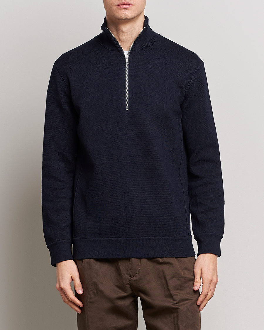 Herren | Business & Beyond | NN07 | Luis Cotton/Modal Half Zip Sweater Navy Blue