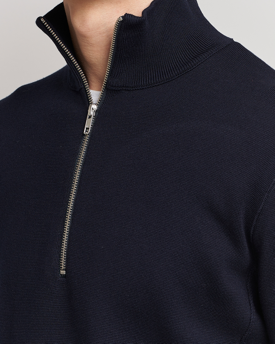 Herren | Pullover | NN07 | Luis Cotton/Modal Half Zip Sweater Navy Blue