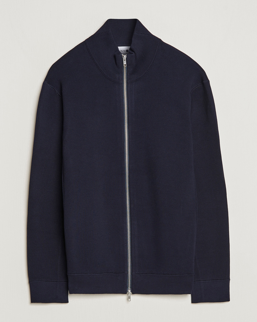 Herren | Pullover | NN07 | Luis Cotton/Modal Full Zip Sweater Navy Blue