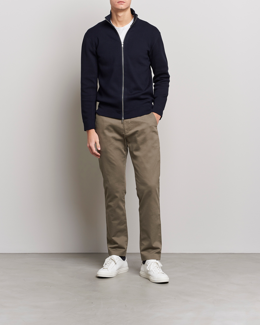 Herren | Pullover | NN07 | Luis Cotton/Modal Full Zip Sweater Navy Blue