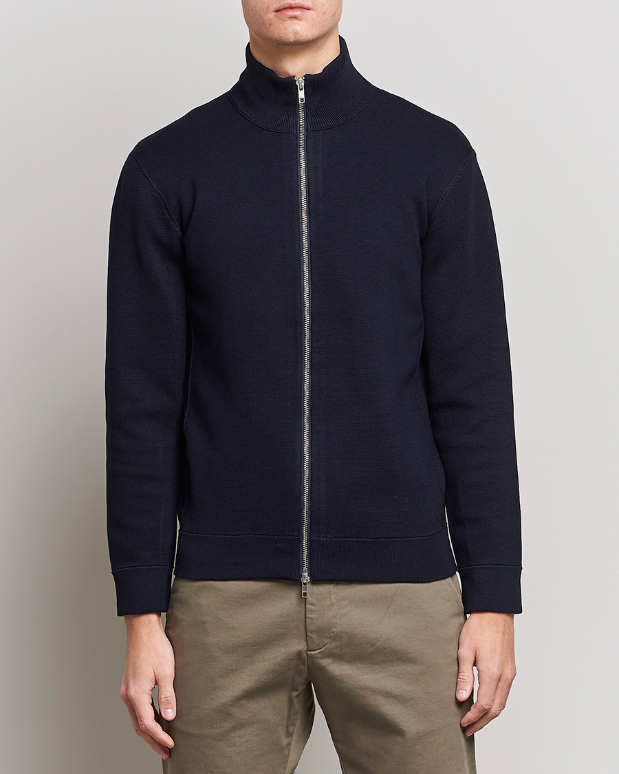 Herren |  | NN07 | Luis Cotton/Modal Full Zip Sweater Navy Blue