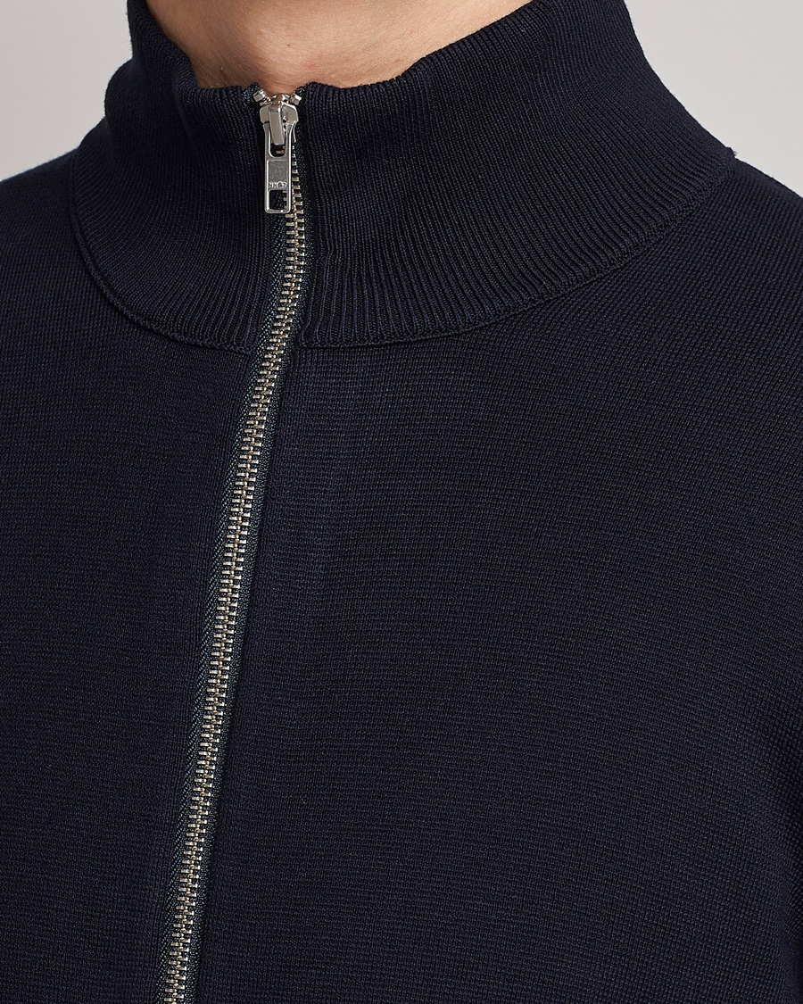 Herren | Pullover | NN07 | Luis Cotton/Modal Full Zip Sweater Navy Blue