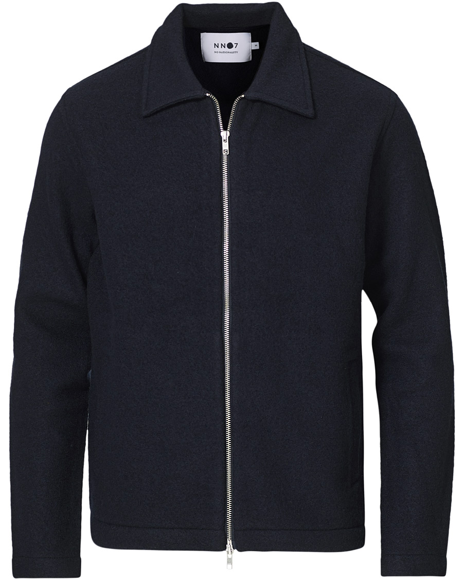 Herren | Pullover | NN07 | Ivan Boiled Wool Full Zip Navy Blue