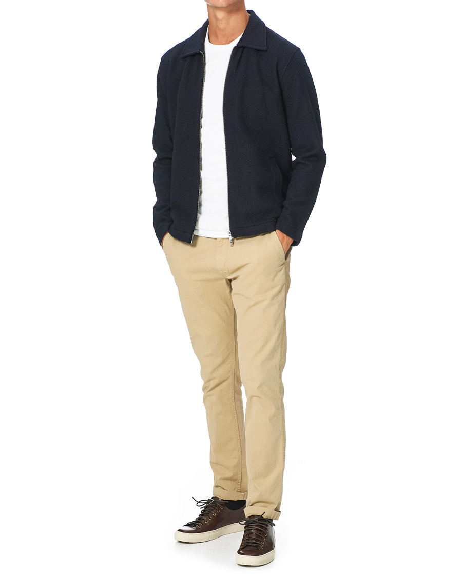 Herren | Pullover | NN07 | Ivan Boiled Wool Full Zip Navy Blue
