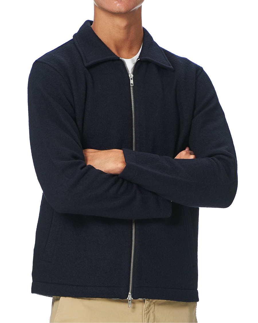 Herren | Pullover | NN07 | Ivan Boiled Wool Full Zip Navy Blue