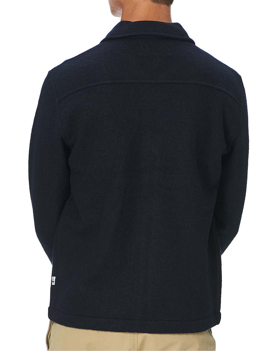 Herren | Pullover | NN07 | Ivan Boiled Wool Full Zip Navy Blue