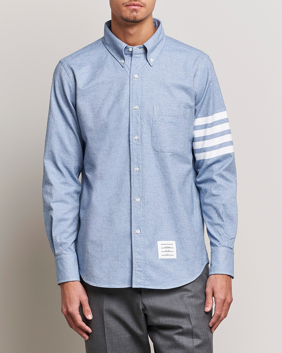 Men |  | Thom Browne | 4-Bar Flannel Shirt Light Blue