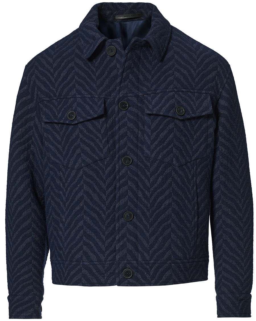 Herren | Jacken | Giorgio Armani | Chevron Jacquard Jacket Navy