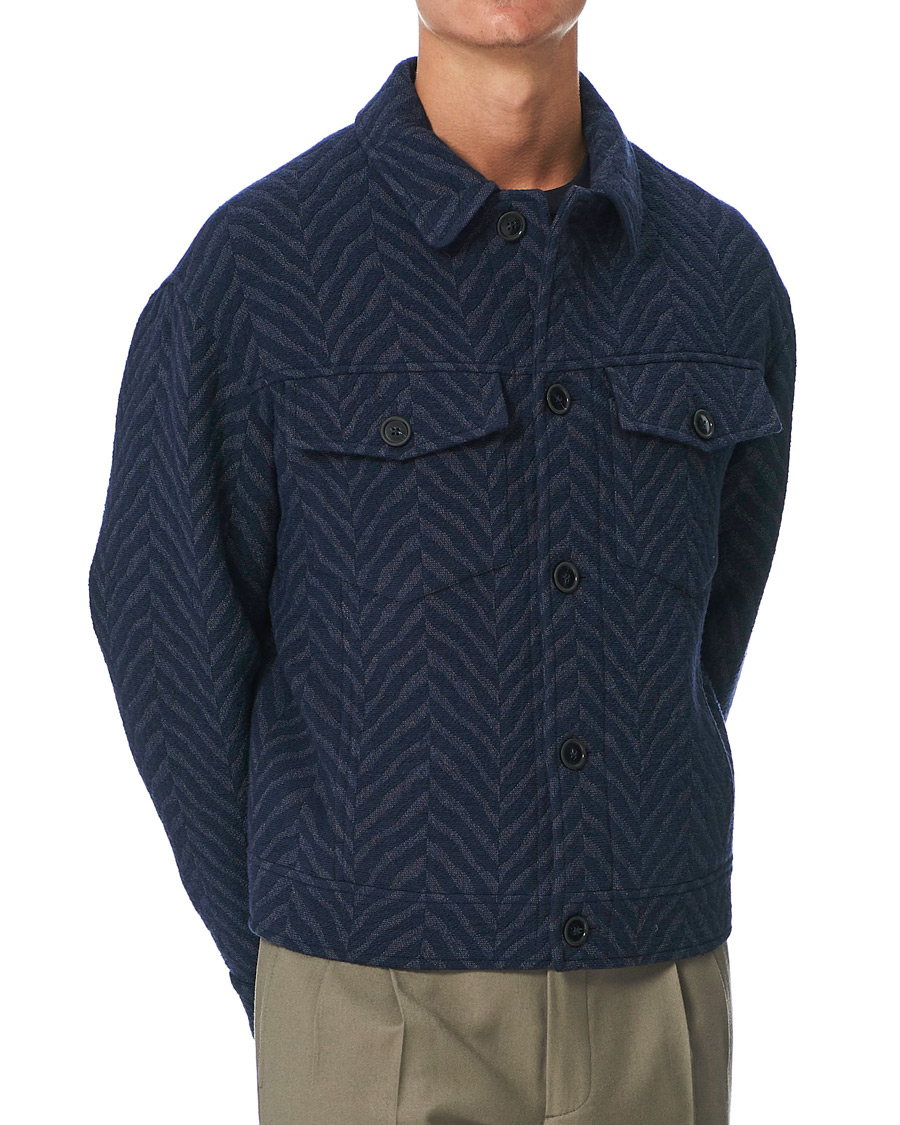 Herren | Jacken | Giorgio Armani | Chevron Jacquard Jacket Navy