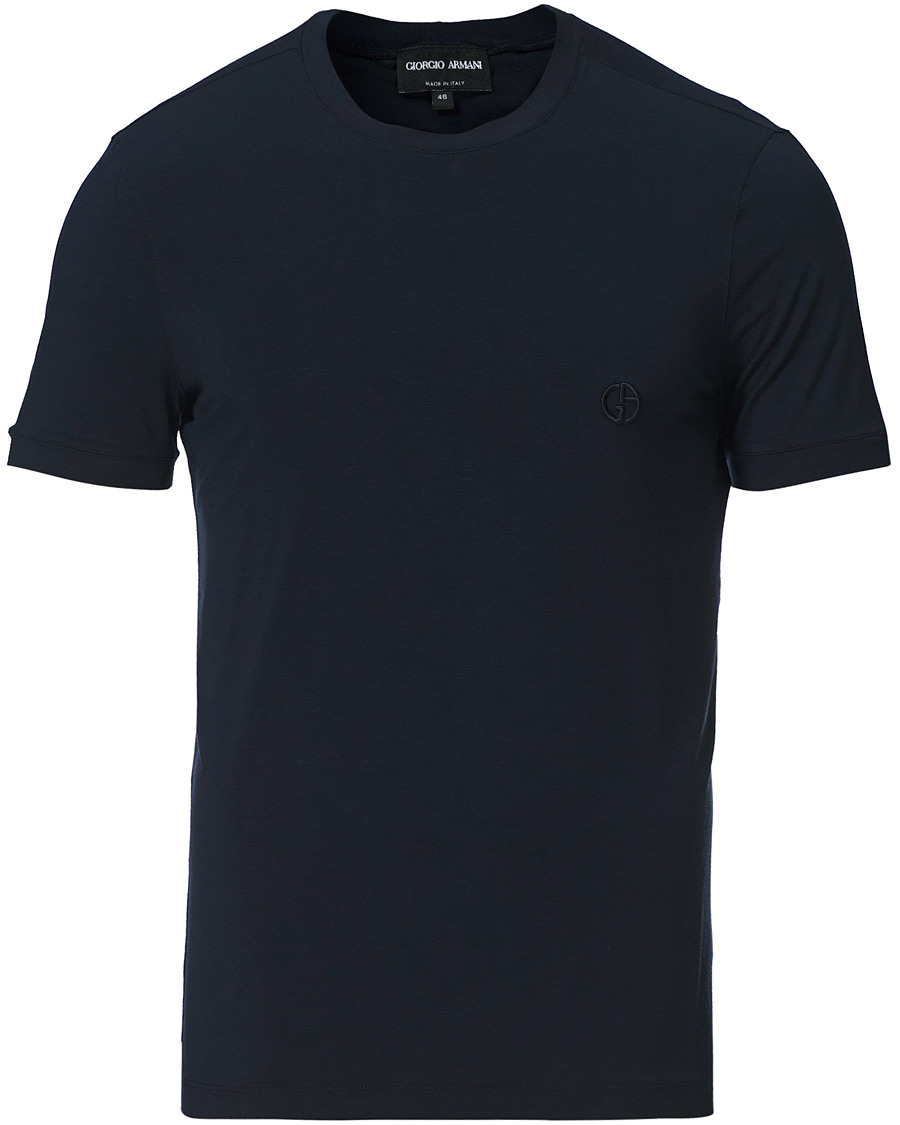 Herren | T-Shirts | Giorgio Armani | Embroidered Logo T-Shirt Navy