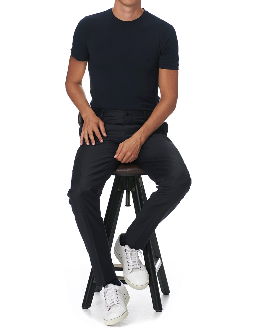 Herren | T-Shirts | Giorgio Armani | Embroidered Logo T-Shirt Navy