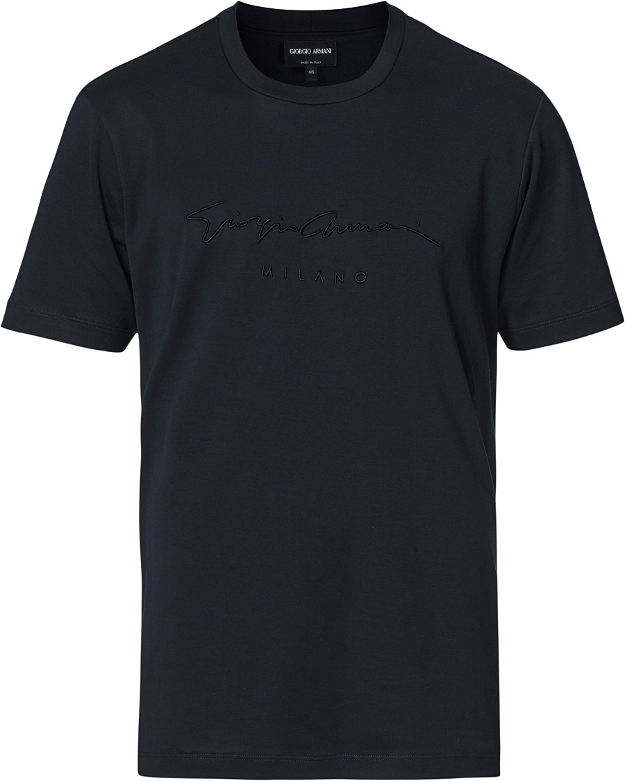 Herren | T-Shirts | Giorgio Armani | Signature Embroidery T-Shirt Navy