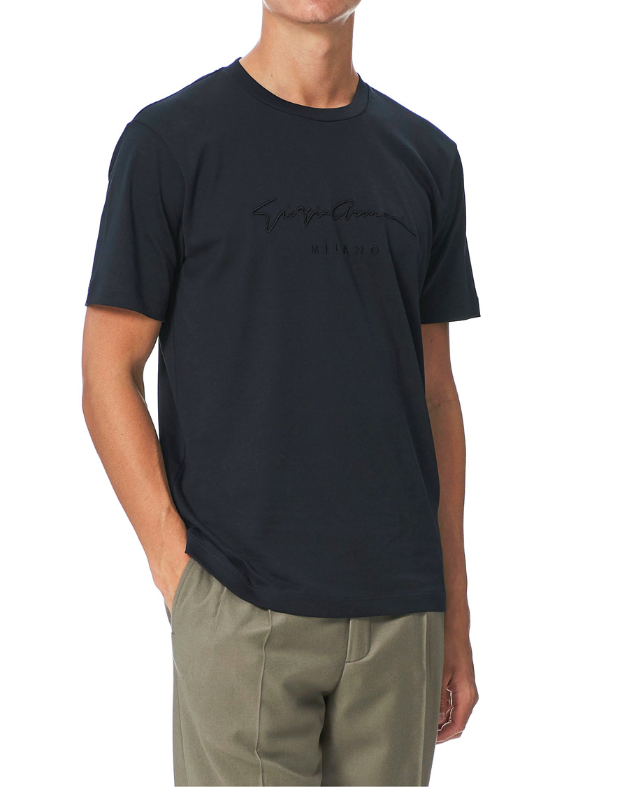 Herren | T-Shirts | Giorgio Armani | Signature Embroidery T-Shirt Navy