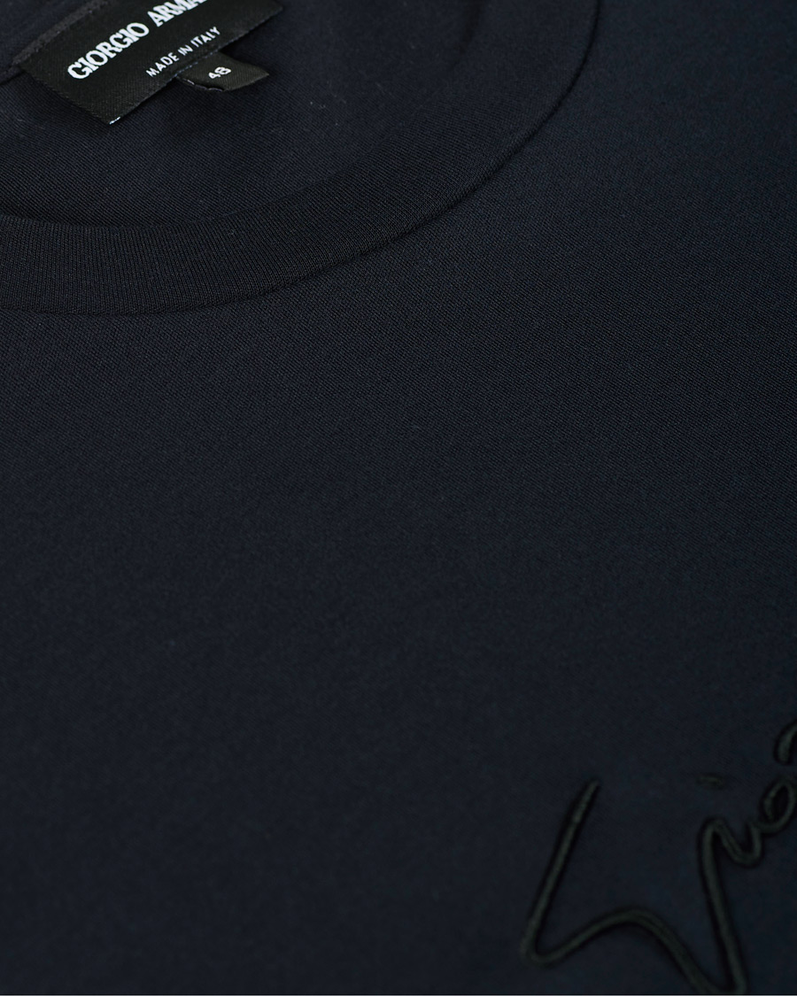 Herren | T-Shirts | Giorgio Armani | Signature Embroidery T-Shirt Navy