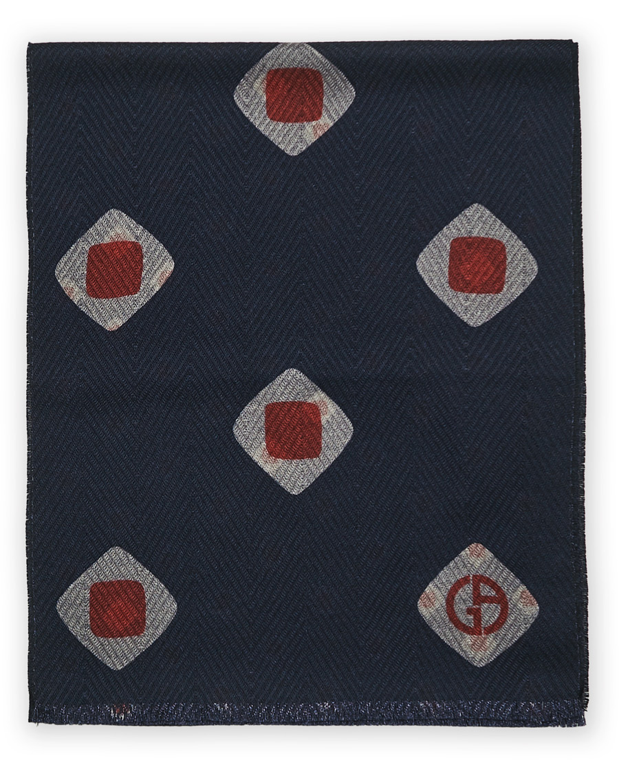 Herren | Giorgio Armani Fleece Wool Printed Scarf Navy | Giorgio Armani | Fleece Wool Printed Scarf Navy