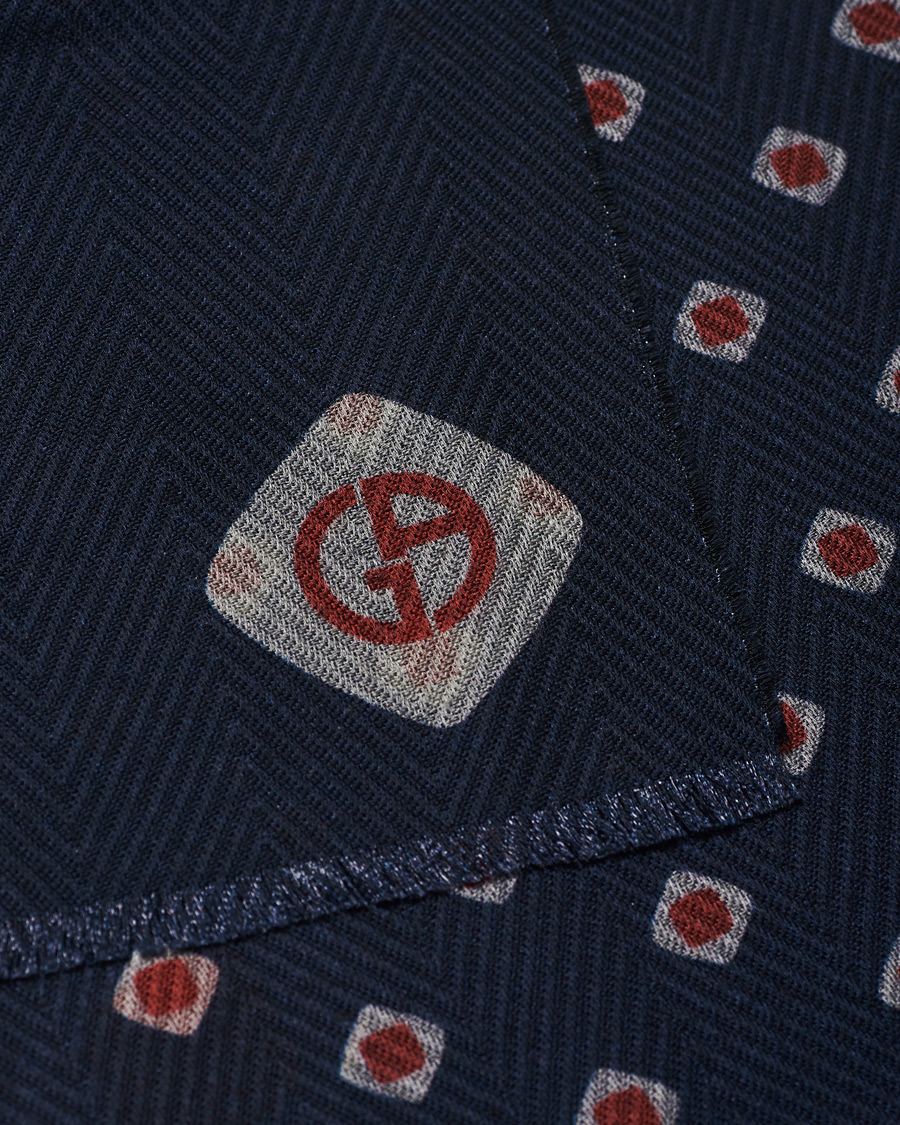 Herren | Giorgio Armani Fleece Wool Printed Scarf Navy | Giorgio Armani | Fleece Wool Printed Scarf Navy