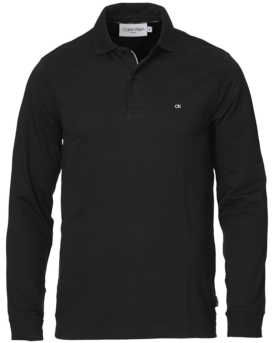 Herren | Pullover | Calvin Klein | Slim Fit Liquid Touch Long Sleeve Polo Black