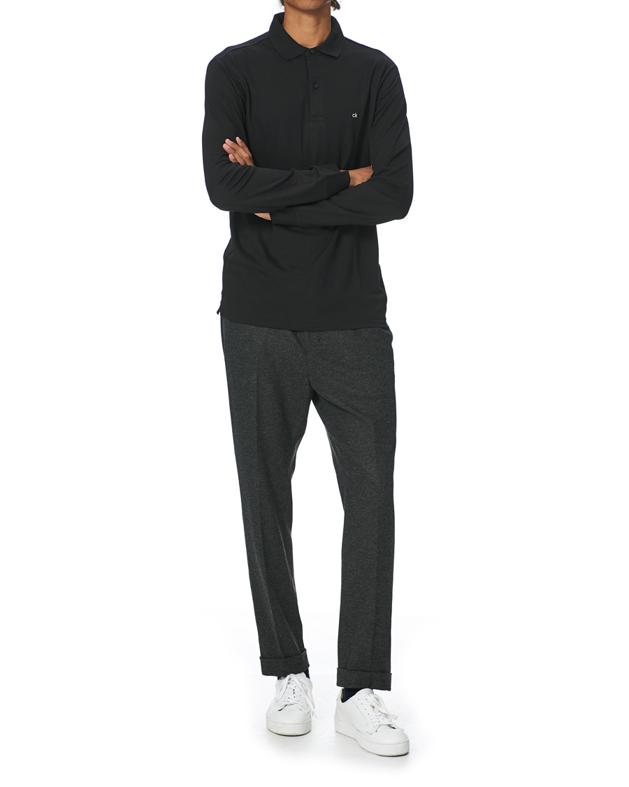 Herren | Pullover | Calvin Klein | Slim Fit Liquid Touch Long Sleeve Polo Black