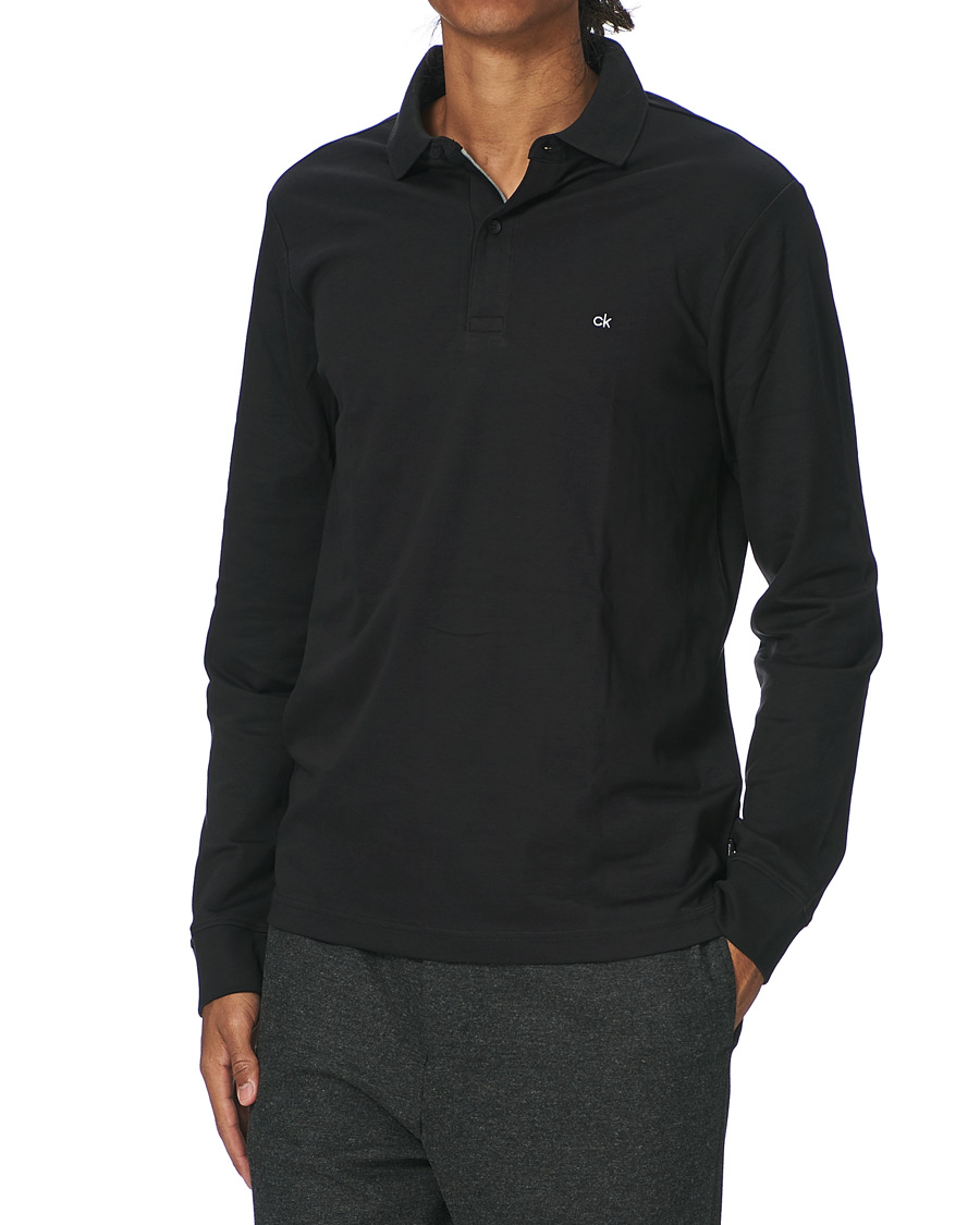 Herren | Pullover | Calvin Klein | Slim Fit Liquid Touch Long Sleeve Polo Black