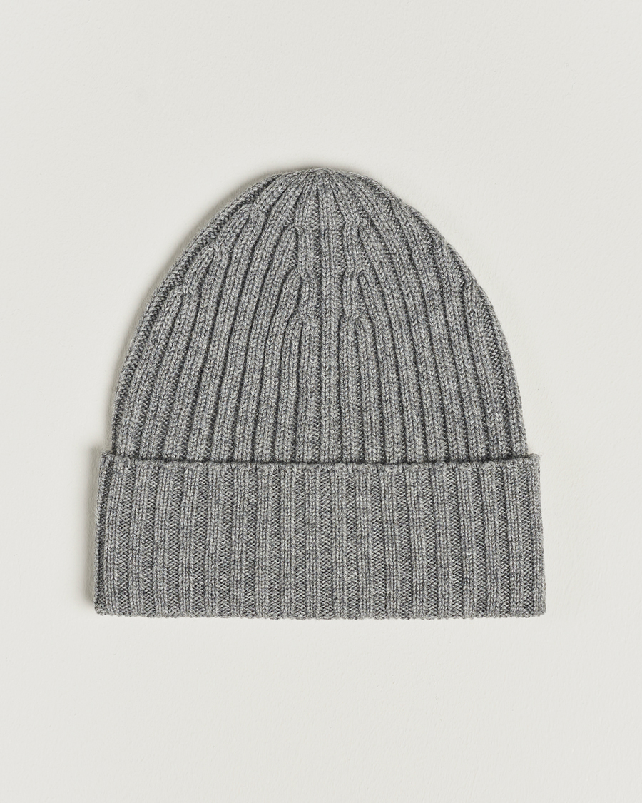 Herren | Mützen | Piacenza Cashmere | Ribbed Cashmere Beanie Grey Melange