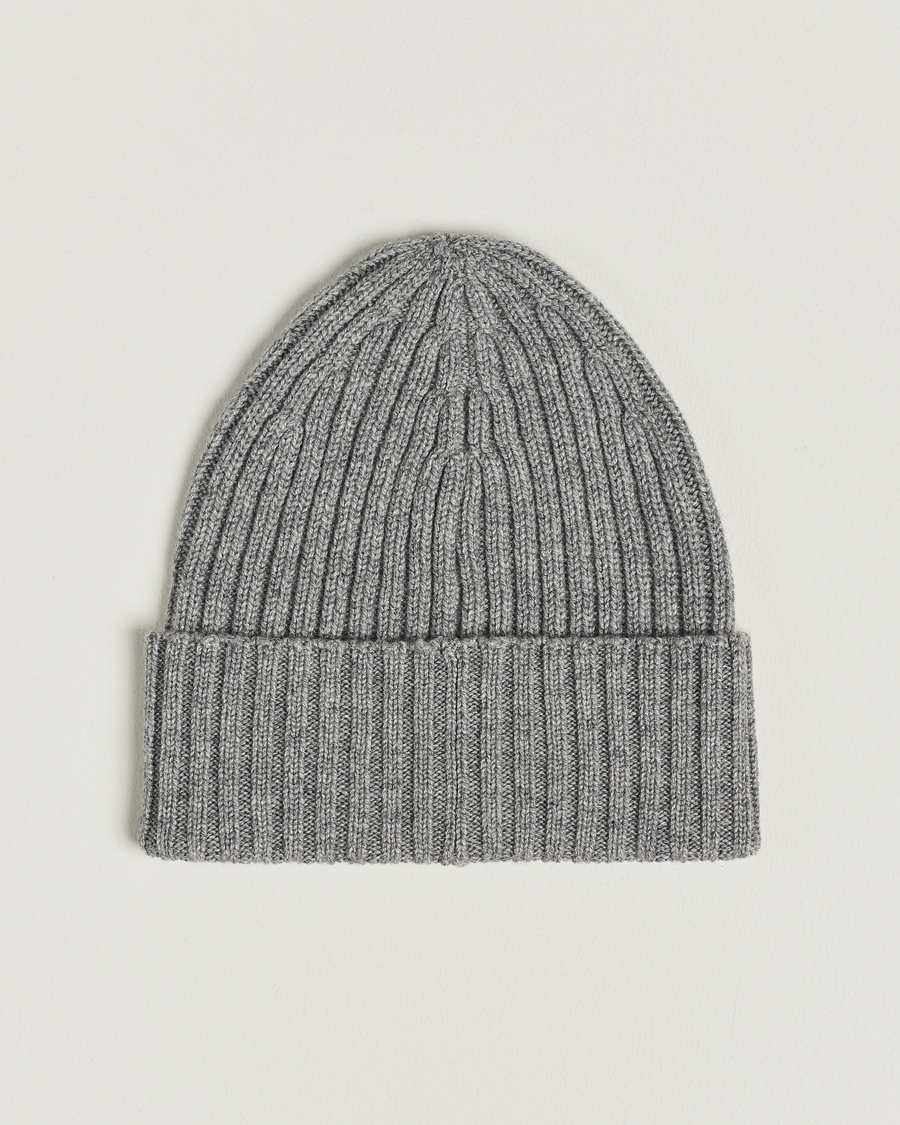Herren | Mützen | Piacenza Cashmere | Ribbed Cashmere Beanie Grey Melange