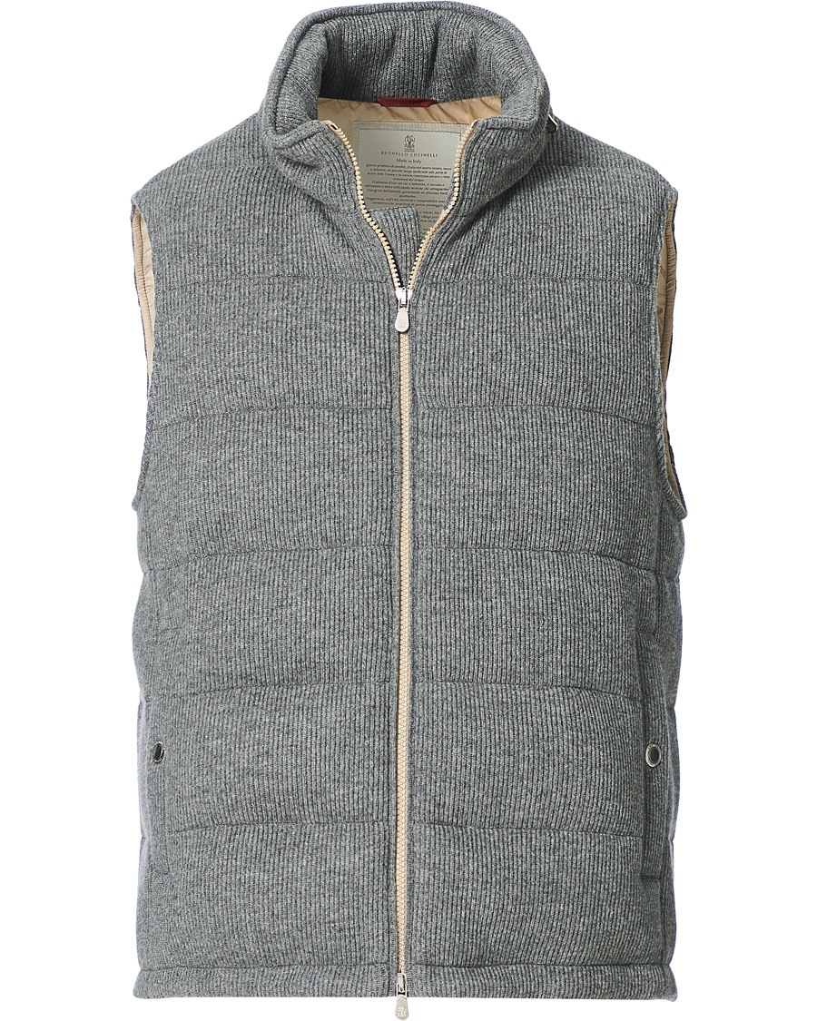 Herren | Jacken | Brunello Cucinelli | English Rib Cashmere Down Gilet Grey Melange