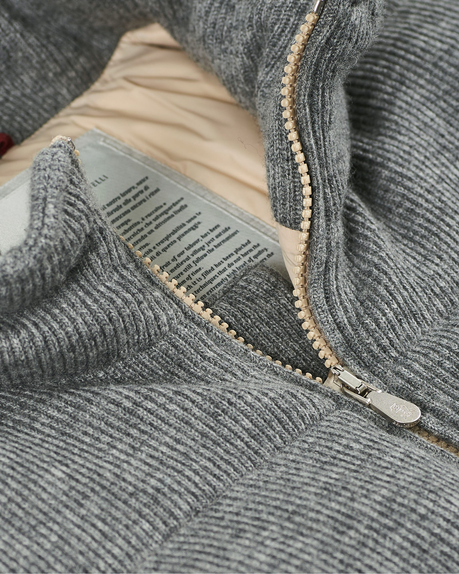 Herren | Jacken | Brunello Cucinelli | English Rib Cashmere Down Gilet Grey Melange
