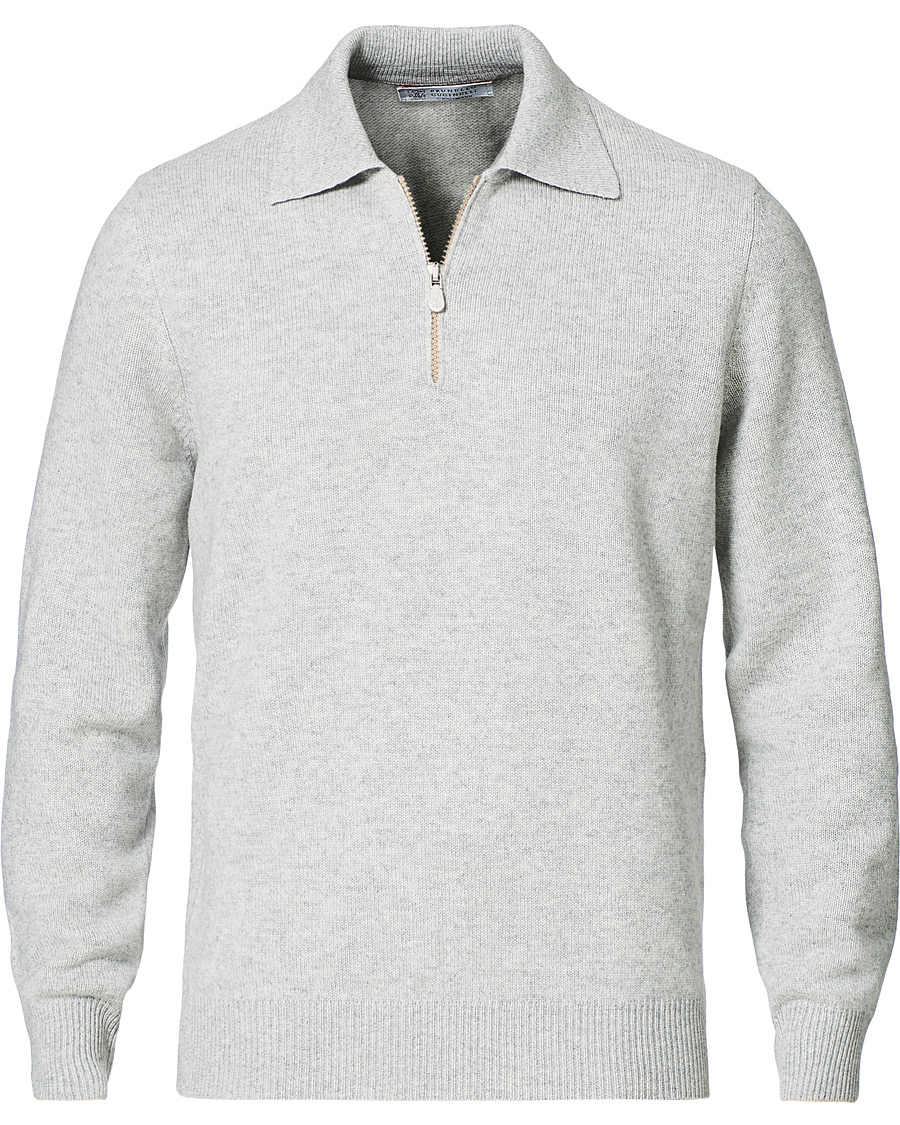 Herren | Pullover | Brunello Cucinelli | Cashmere Zip Polo Light Grey