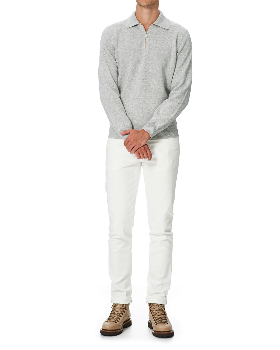 Herren | Pullover | Brunello Cucinelli | Cashmere Zip Polo Light Grey